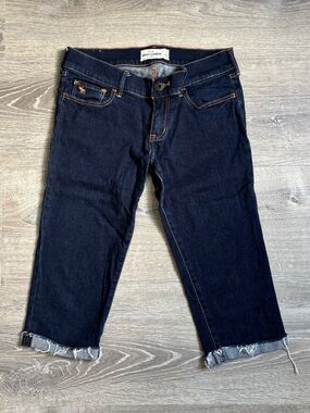 Abercrombie & Fitch Dark Indigo Cropped Jeans
